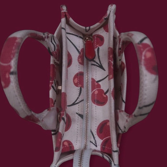 Coach Cherry Canvas Tote in Cream and Red. Xs - Picture 5 of 7